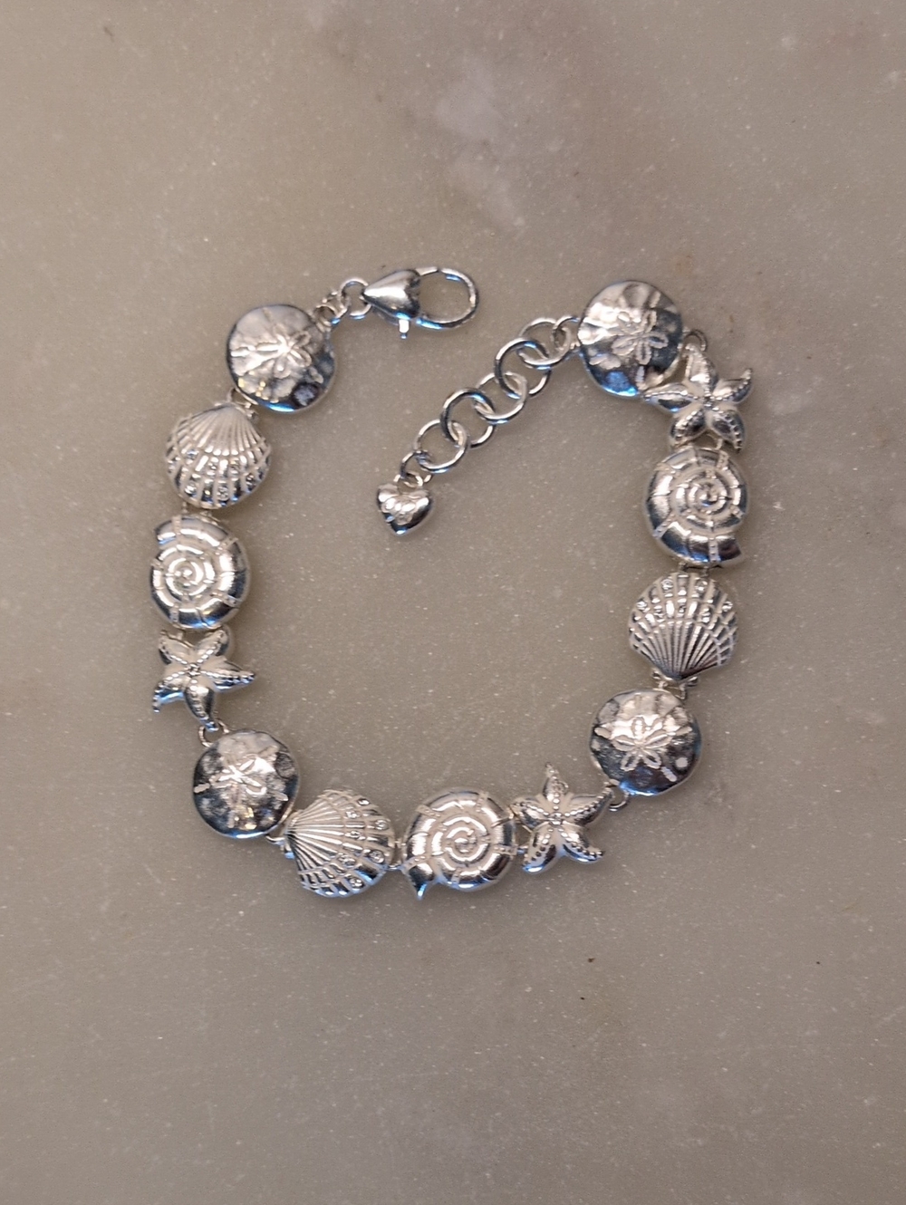 Brighton Indigo Beach Silver Link Bracelet JF2110, Starfish Shell Sand Dollar